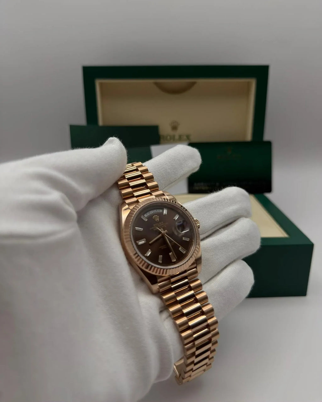 Day-Date 40 Chocolate Baguette Diamond Dial Full Set 2020 - 228235