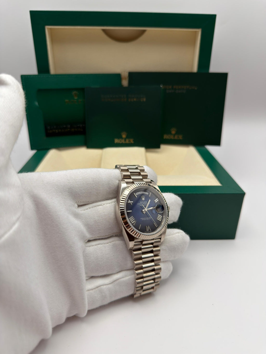 Day-Date 40 Weißgold Blue Ombre Full Set 2024 - 228239