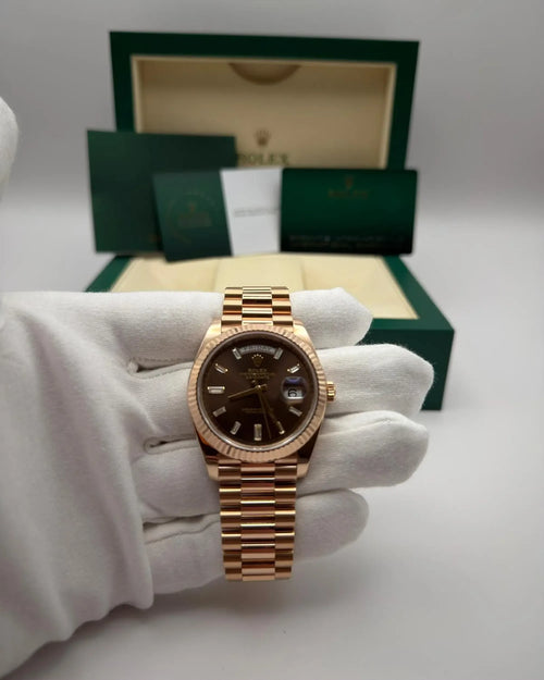 Day-Date 40 Chocolate Baguette Diamond Dial Full Set 2020 - 228235