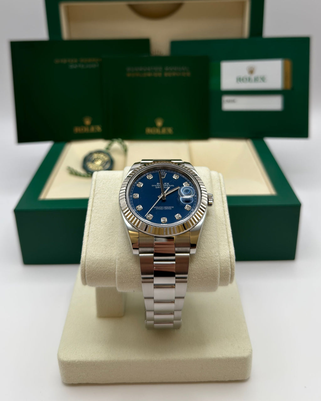 Datejust 41 Blue Dial mit Diamantbesatz Full Set 2020 - 126334
