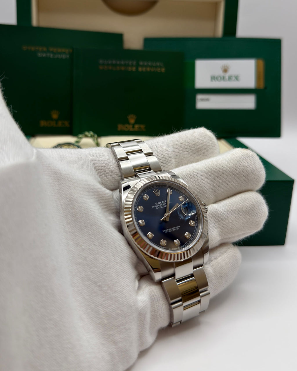 Datejust 41 Blue Dial mit Diamantbesatz Full Set 2020 - 126334