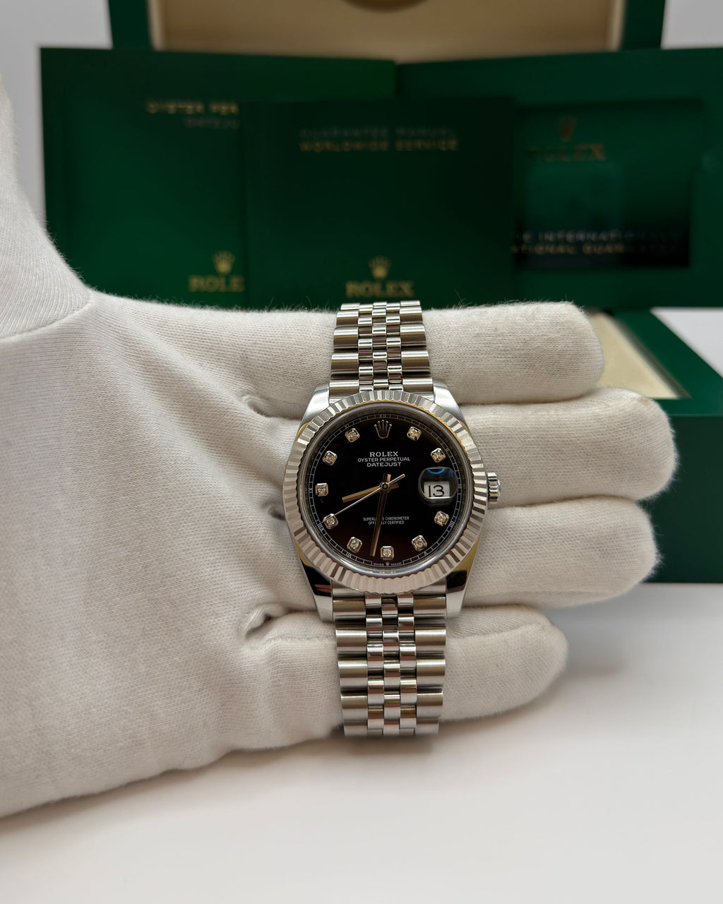 Datejust 41 Black Dial mit Diamantbesatz Full Set 2020 - 126334