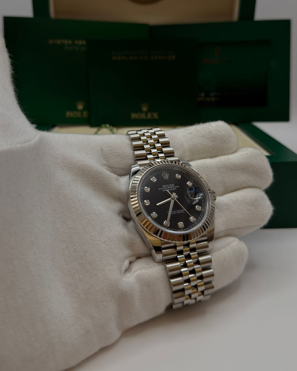 Datejust 41 Black Dial mit Diamantbesatz Full Set 2020 - 126334
